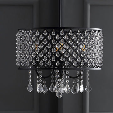 Gigi Metal/Crystal Adjustable LED Drop Chandelier - JONATHAN Y